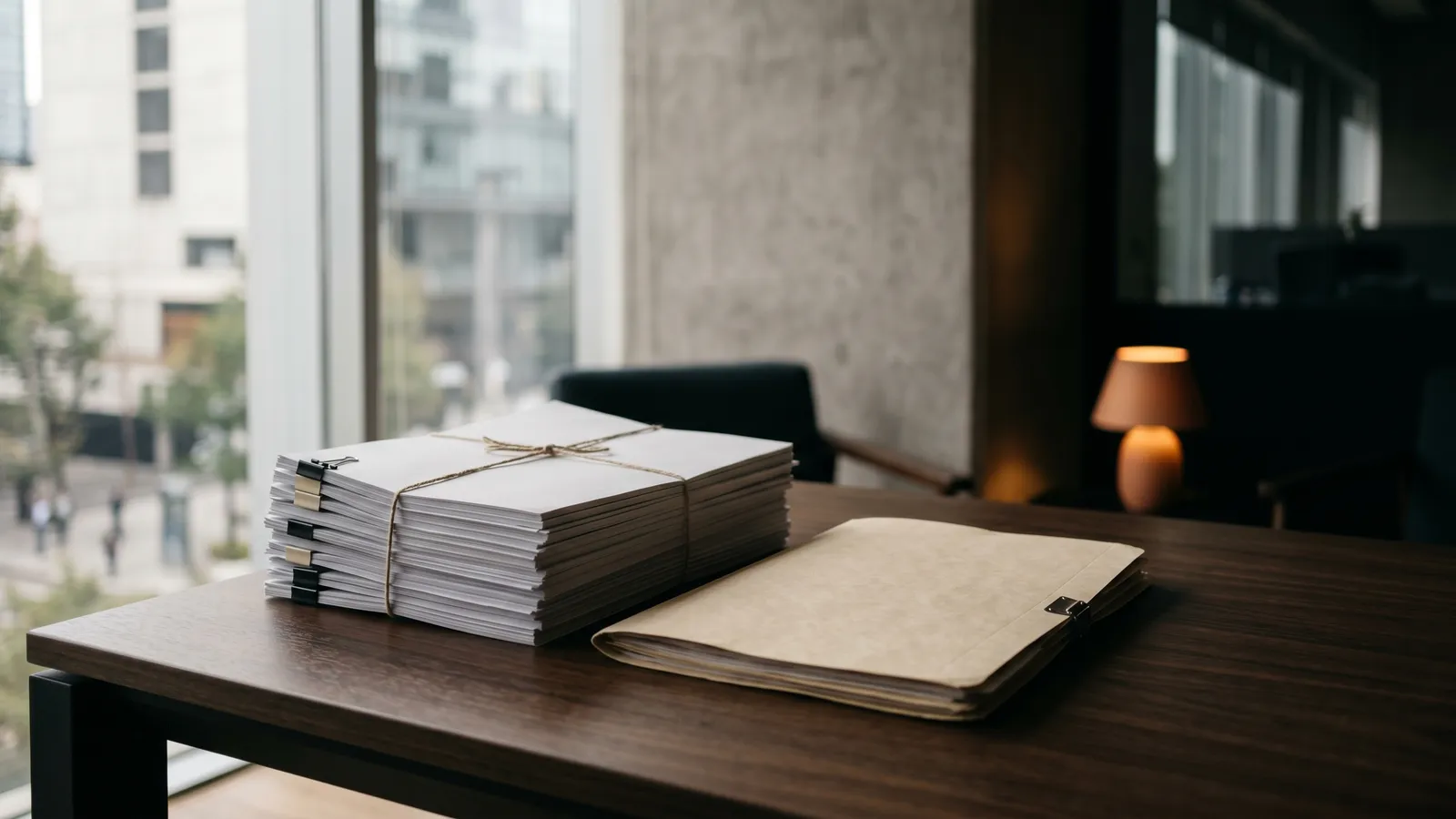 Documentos de cumplimiento sobre un escritorio en una oficina corporativa en Ciudad de México